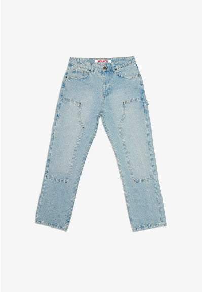 Pantalones carpenter denim azul de algodón fit relajado estilo workwear y streetwear